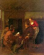 Ludolf de Jongh Messenger Reading to a Group in a Tavern Sweden oil painting artist
